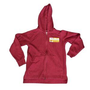 Puma Boys Red Zip-Up Hoodie With Logo Sz Small Boys Long Sleeve Sweatshirt